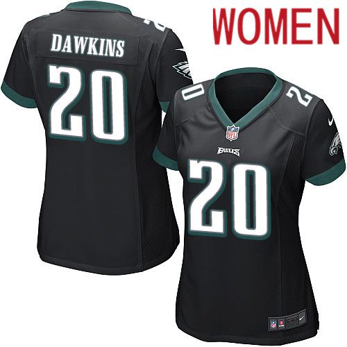 Women Philadelphia Eagles #20 Brian Dawkins Nike Black Game NFL Jersey